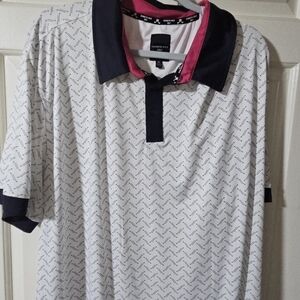Kenneth Cole White Polo with Black and Pink Details